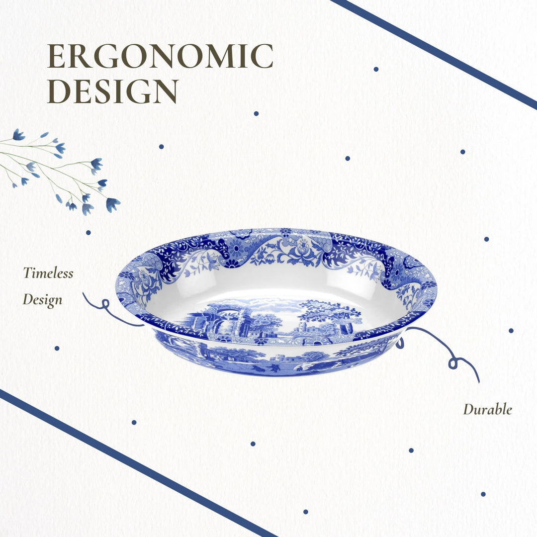 Blue Italian Oval Rim Dish