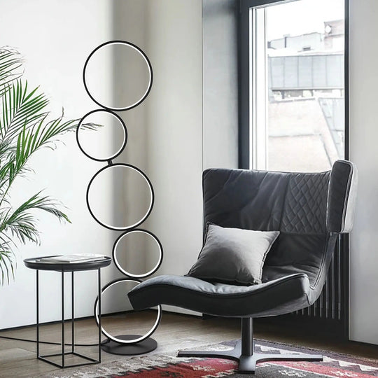 LED Modern Dimmable Floor Lamp, 3 Way Bright Corner Stand Lamp with 5-Ring for Living Room