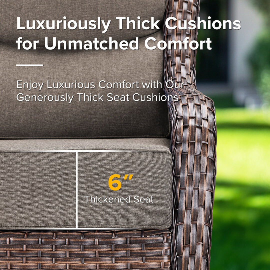 7-Piece Patio Furniture Set with Swivel Glider Chairs, 6-Inch Ultra-Plush Cushions & Water-Resistant Olefin Fabric