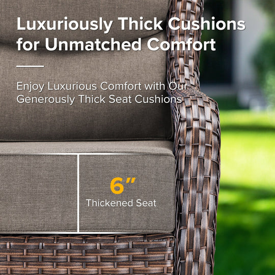7-Piece Patio Furniture Set with Swivel Glider Chairs, 6-Inch Ultra-Plush Cushions & Water-Resistant Olefin Fabric