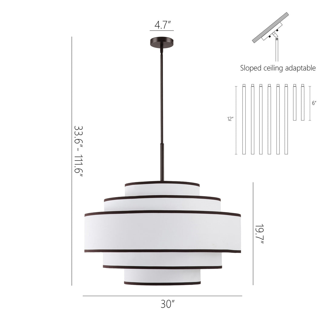 Getledel 30 In. 7-Light Dimmable Tiered Drum Chandelier