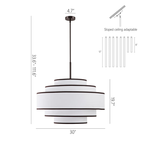Getledel 30 In. 7-Light Dimmable Tiered Drum Chandelier