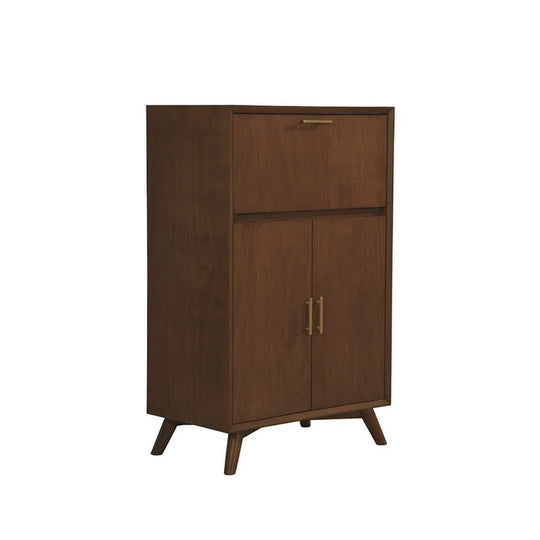 Flynn Large Bar Cabinet with Drop down Tray, Walnut
