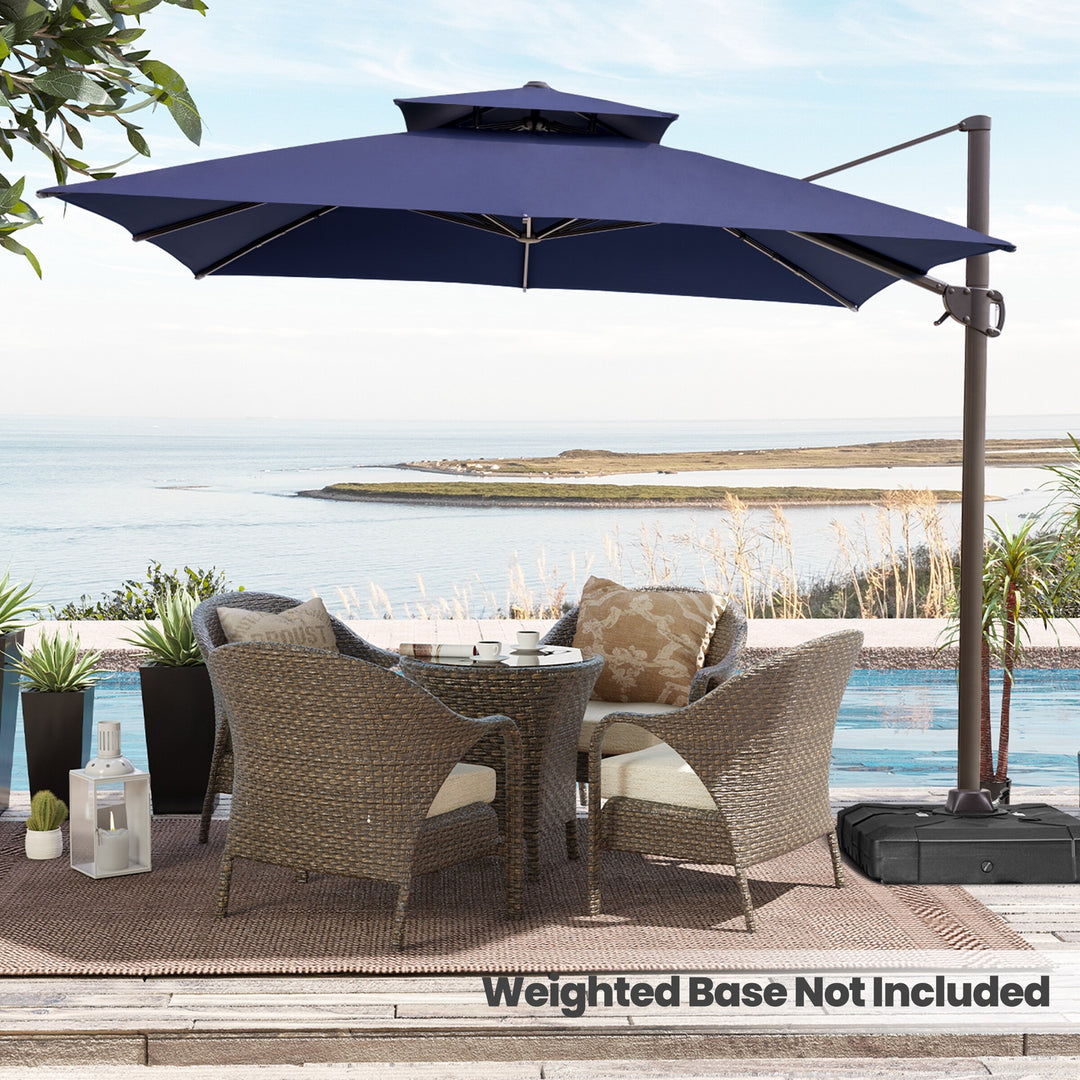 11 X 11 FT Outdoor Square Patio Cantilever Offset Umbrella with Crank and 360 Degrees Rotation