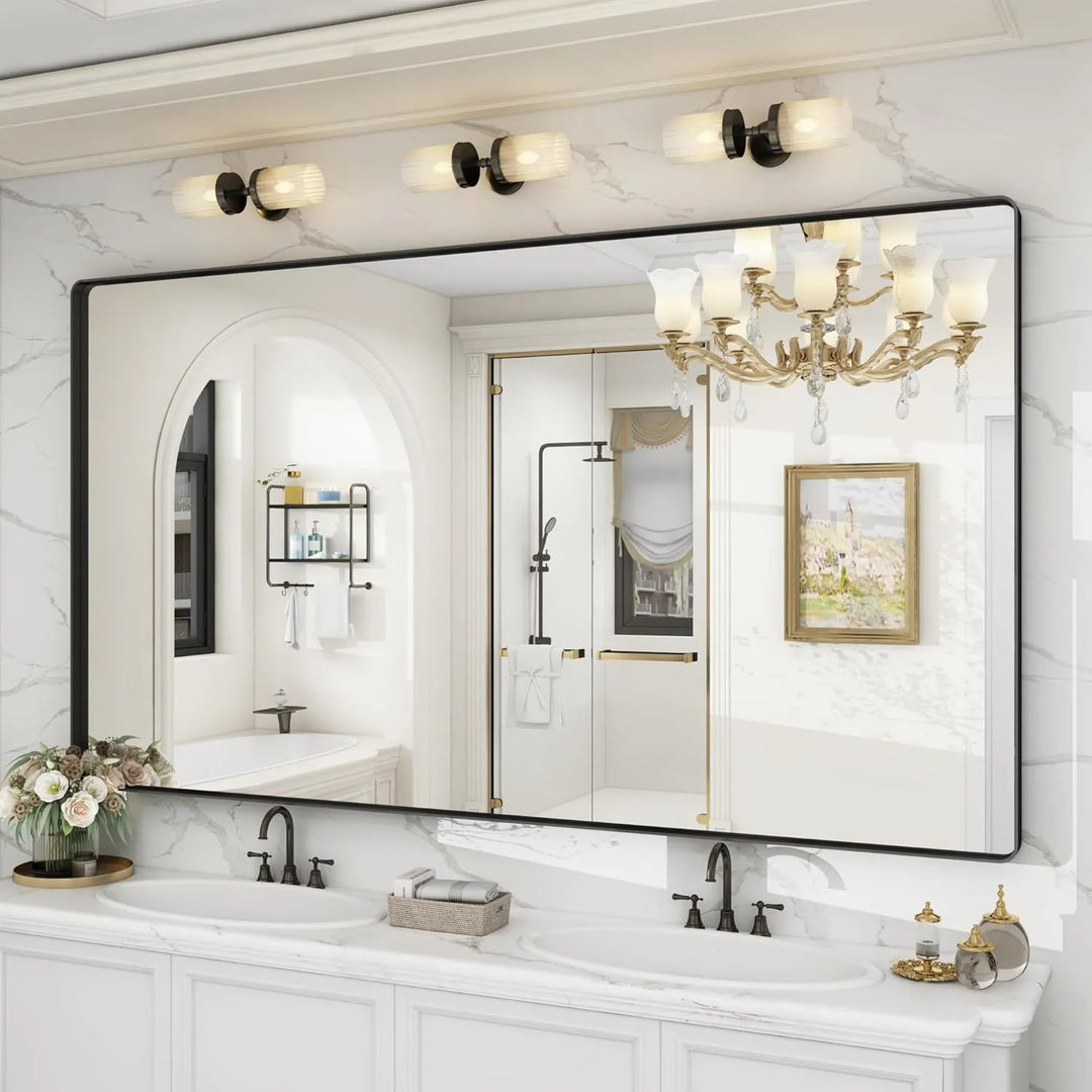 Aluminum Alloy Framed Tempered Glass Wall Decor Vanity Bathroom Mirror