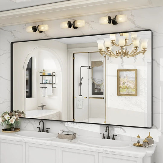 Aluminum Alloy Framed Tempered Glass Wall Decor Vanity Bathroom Mirror