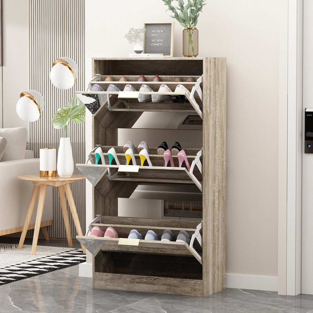 Mirrored Flip Drawer Shoe Cabinet Storage Cabinet Organizer