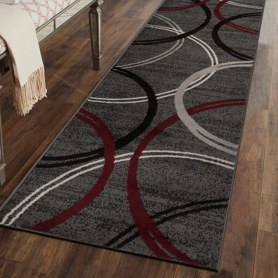 Contemporary Abstract Circles Design Area Rug