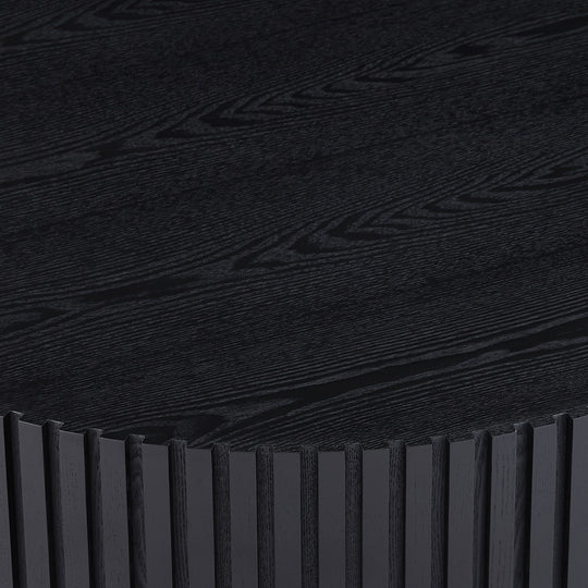 Modern Natural Black round Coffee Table with Sturdy Pedestal No Assembled