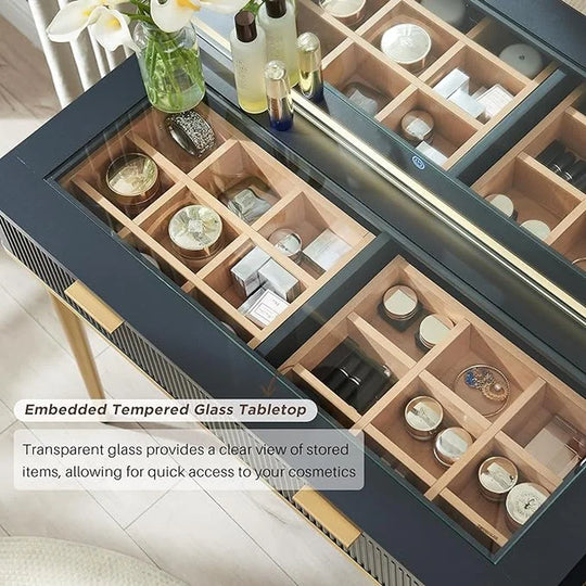 Modern Makeup Vanity Desk with HD Lighted Mirror, Dressing Table