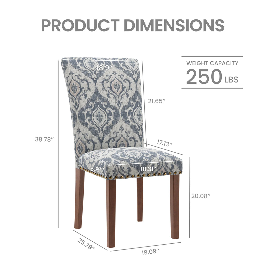 RENEWLINE Dining Chairs, Fabric with Nailhead Trim and Wood Legs