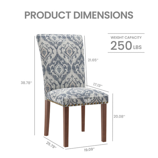 RENEWLINE Dining Chairs, Fabric with Nailhead Trim and Wood Legs