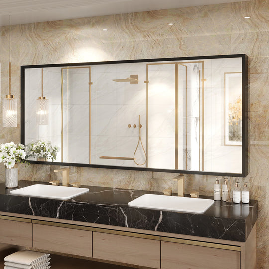 Modern Metal Framed French Cleat Mounted Wall Bathroom Vanity Mirror