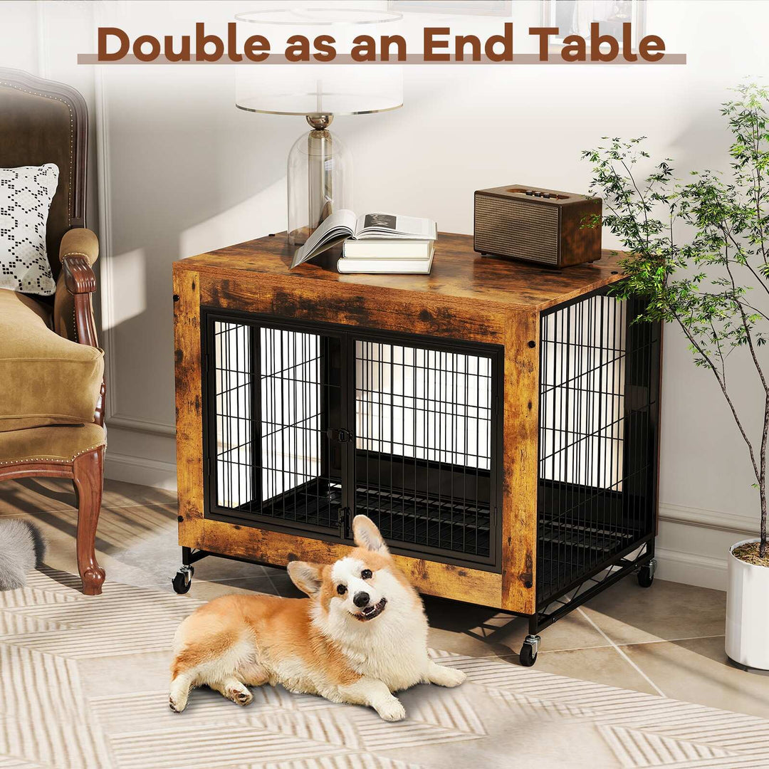 Dog Crate Furniture Industrial Dog Kennel W/ Flip-Up Top