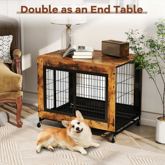 Dog Crate Furniture Industrial Dog Kennel W/ Flip-Up Top