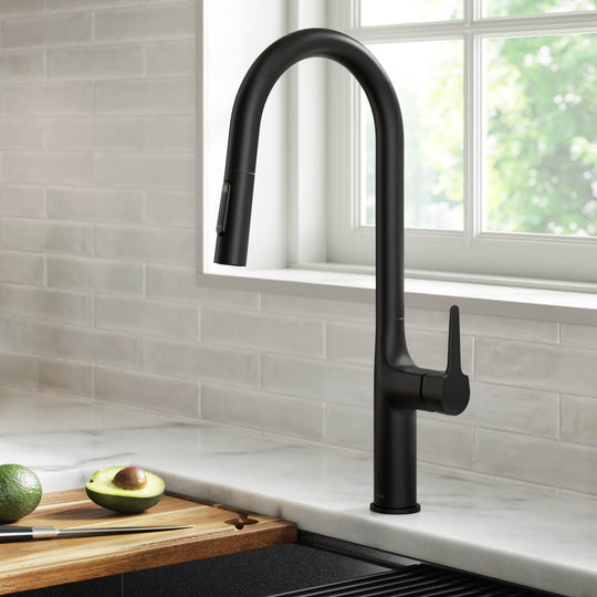 2-Function 1-Handle 1-Hole Pulldown Sprayer Brass Kitchen Faucet