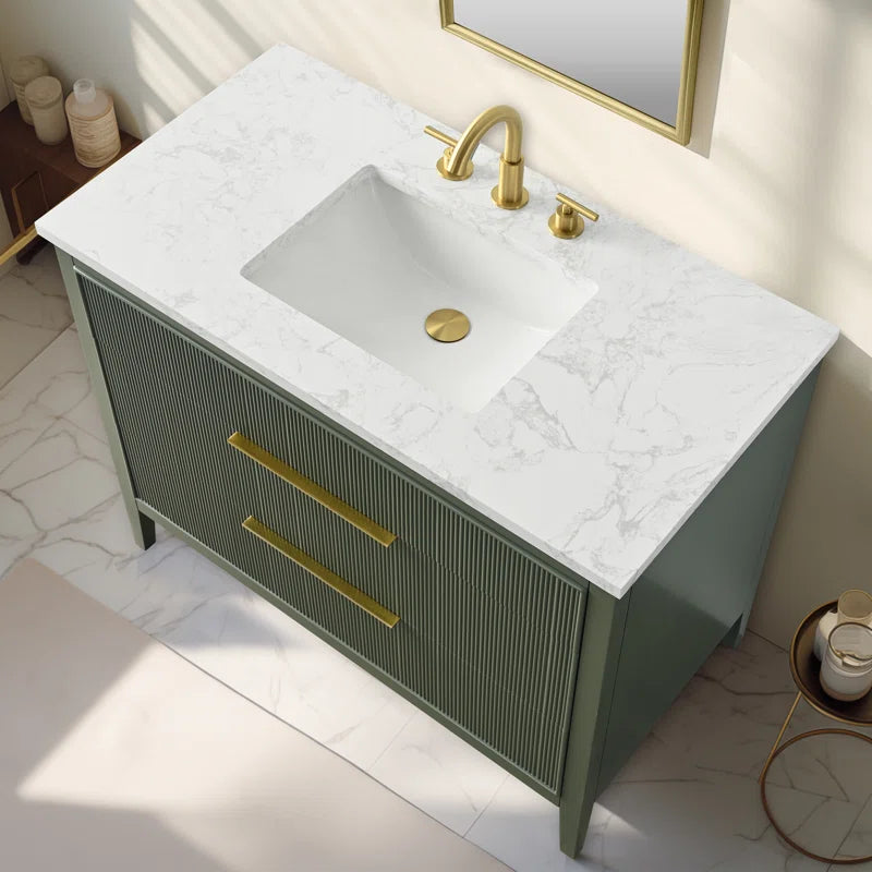 Bilroy Egremt 42'' Single Bathroom Vanity with Engineered Stone Top