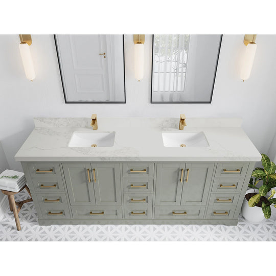 Willow Collection 84 in W X 22 in D X 36 in H Boston Double Bowl Sink Bathroom Vanity with Countertop