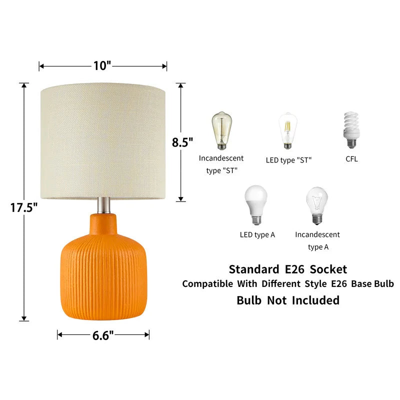 Fluted Ceramic Table Lamp (H18.25" X W10" X D10")