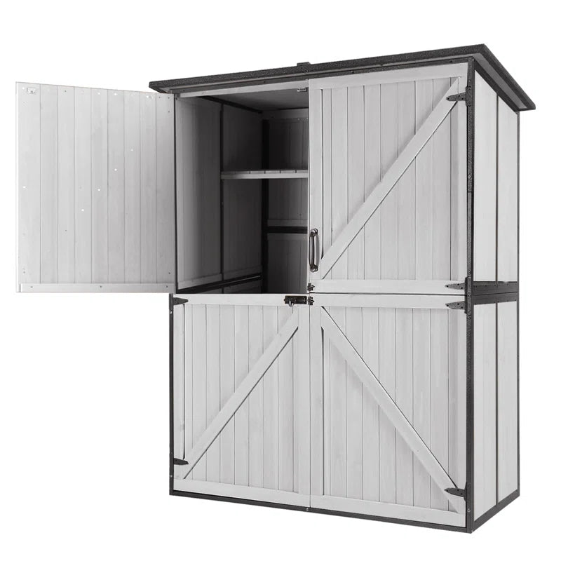 Outdoor Storage Shed with Metal Frame,Large Wooden Tool Cabinet with Adjustable Shelfs, House Garden Shed for Backyard Garden Patio Lawn