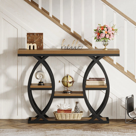 39.4" Console Table, 4-Tier Sofa Table Entryway Table for Small Spaces