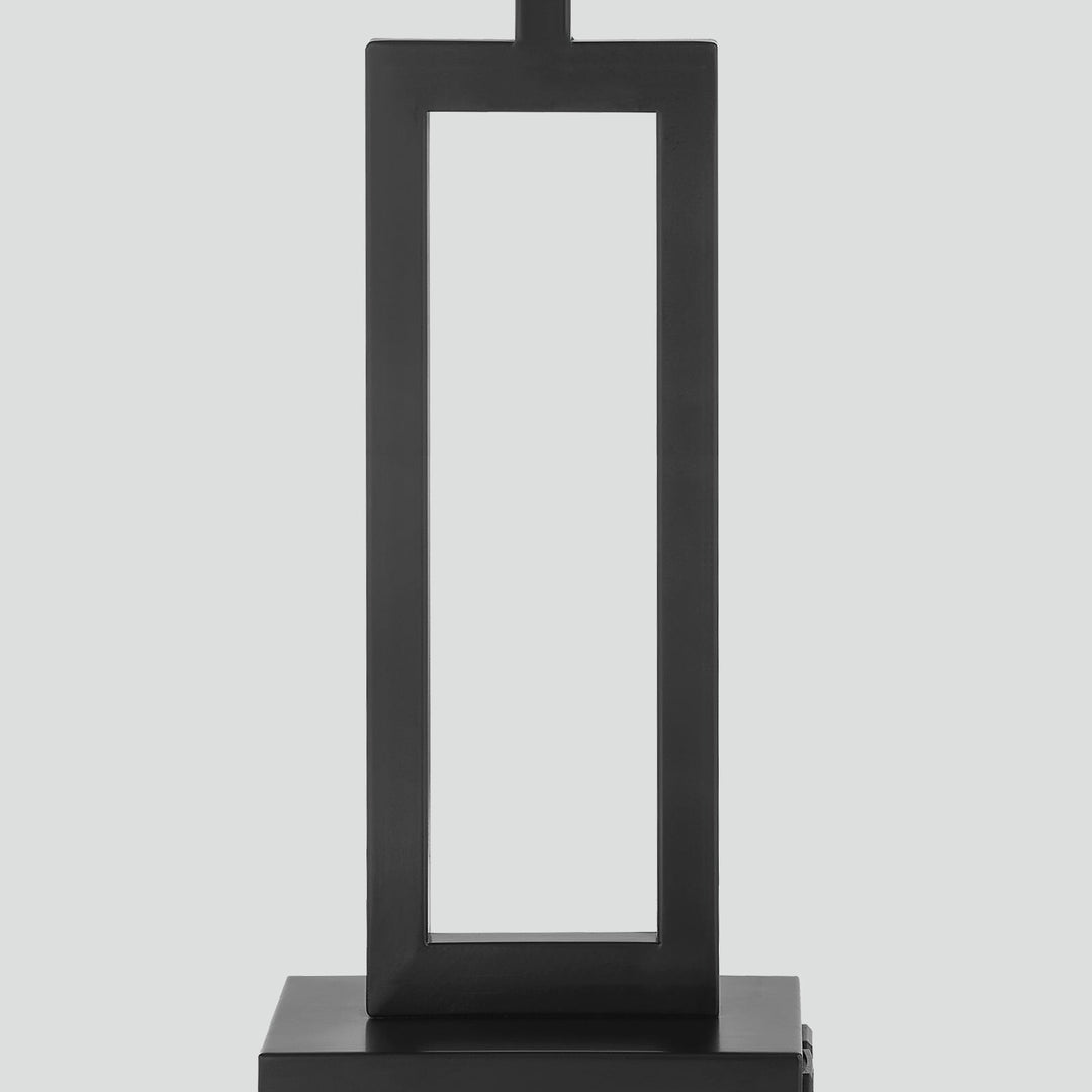 Set of 2 Black Touch Control Table Lamps with White Rectangular Shades, USB Ports & AC Outlet