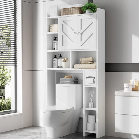 Over-The-Toilet Bathroom Storage Cabinet with Tissue Holder