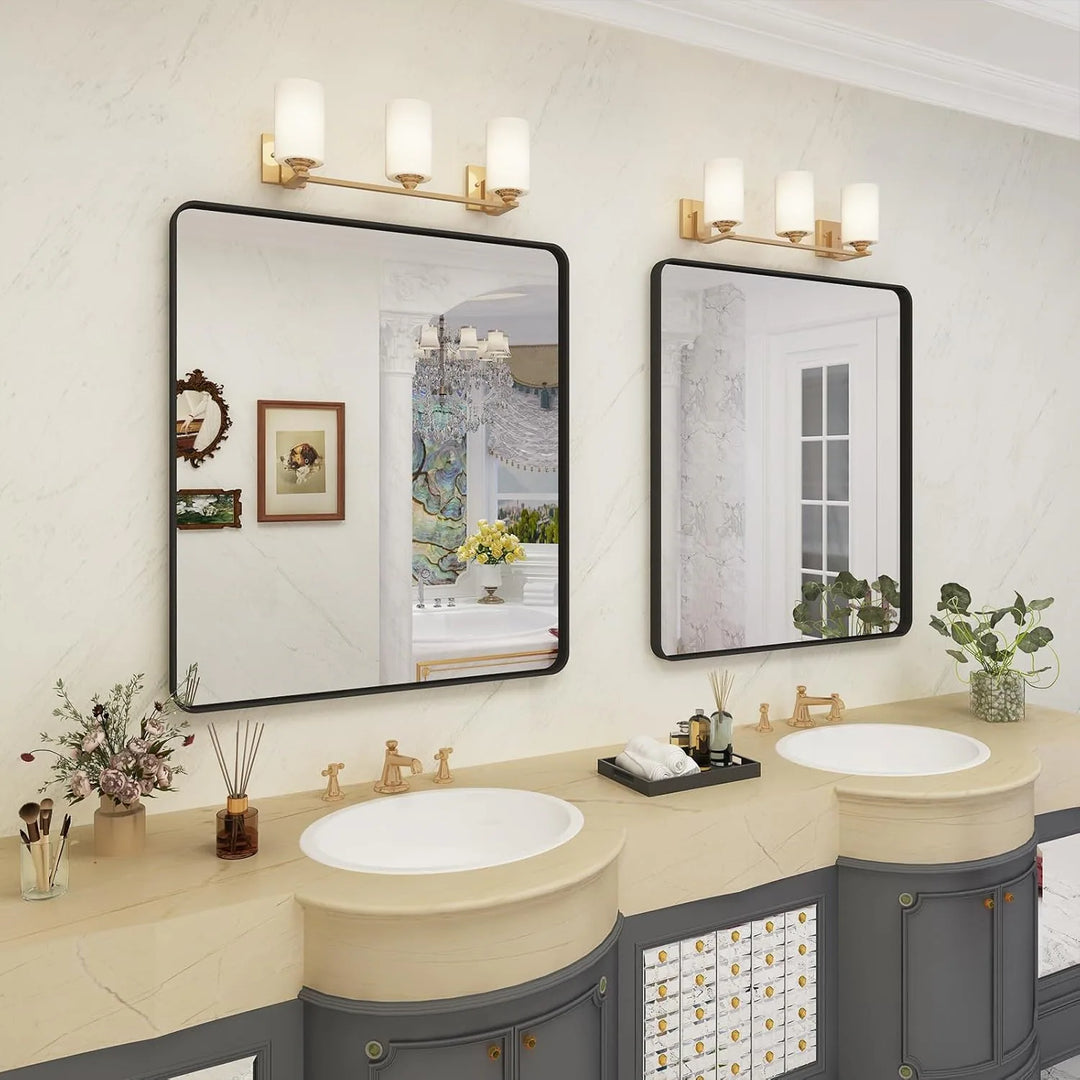 Aluminum Alloy Framed French Cleat Mounted Tempered Glass Wall Vanity Mirror