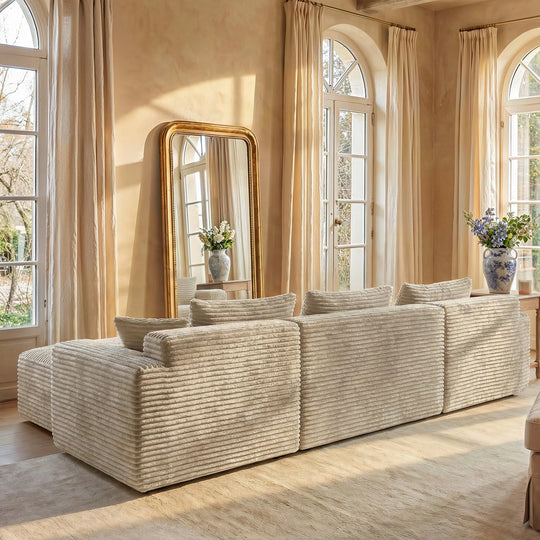 Oversized Modular Sectional Sofa, No Assembly Required, Corduroy Fabric, Deep Seat Cloud Couch with Chaise Foam Sofa