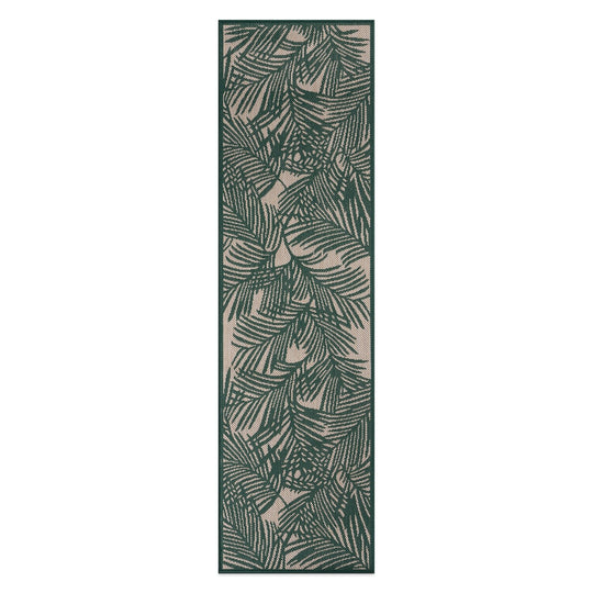 Contemporary Palm Leaf Textured Flat Weave Indoor/Outdoor Area Rug