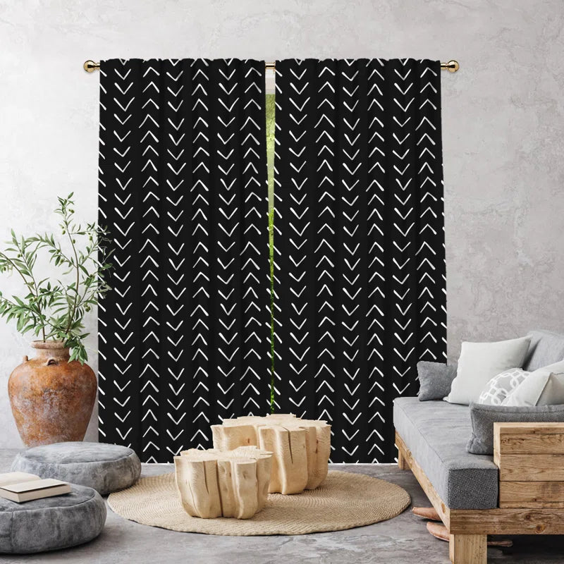 Boho Design Room Lined Decorative Single Panel Curtain