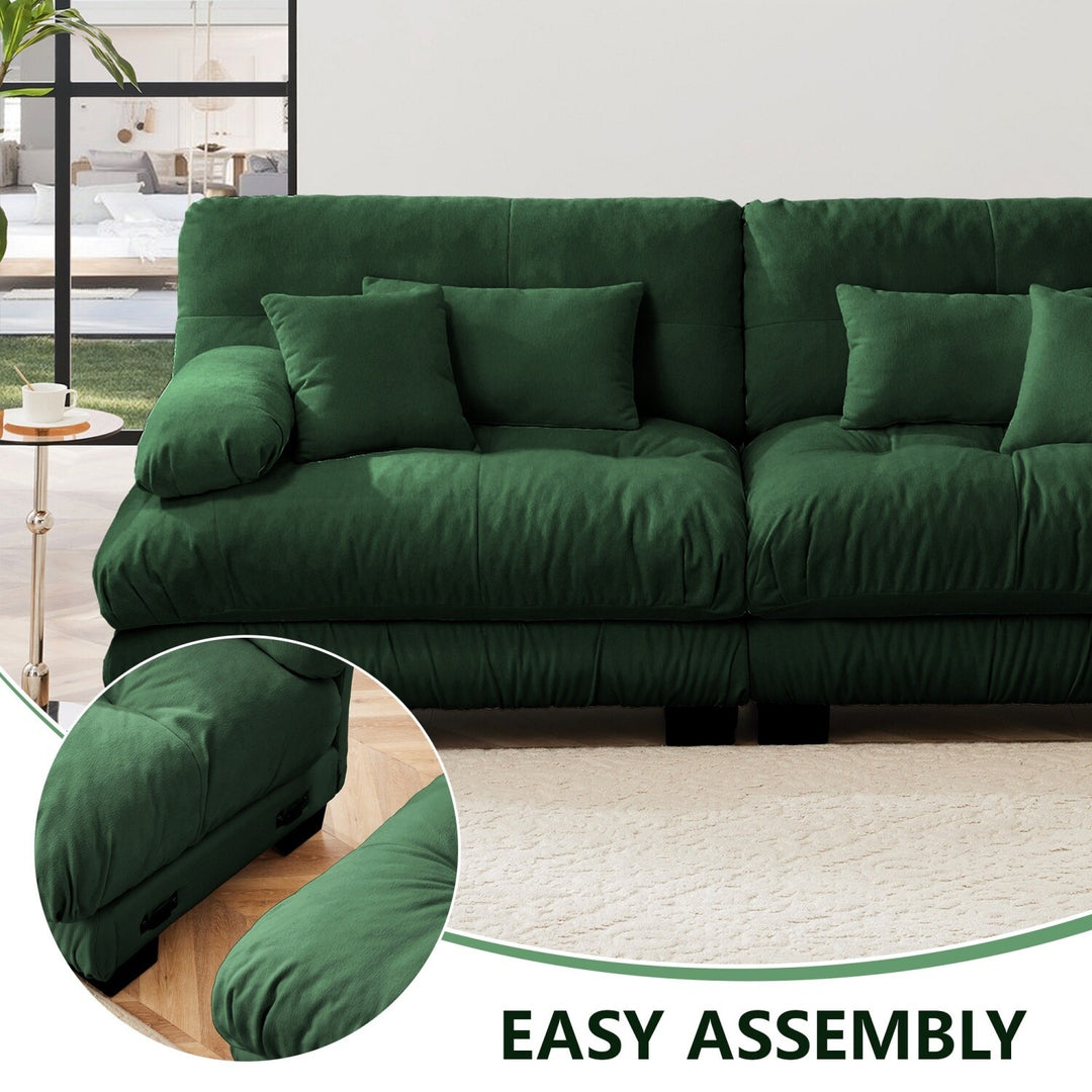 Luxury Chenille Modular Upholstered Sectional Sofa Couch with Convertible Ottoman