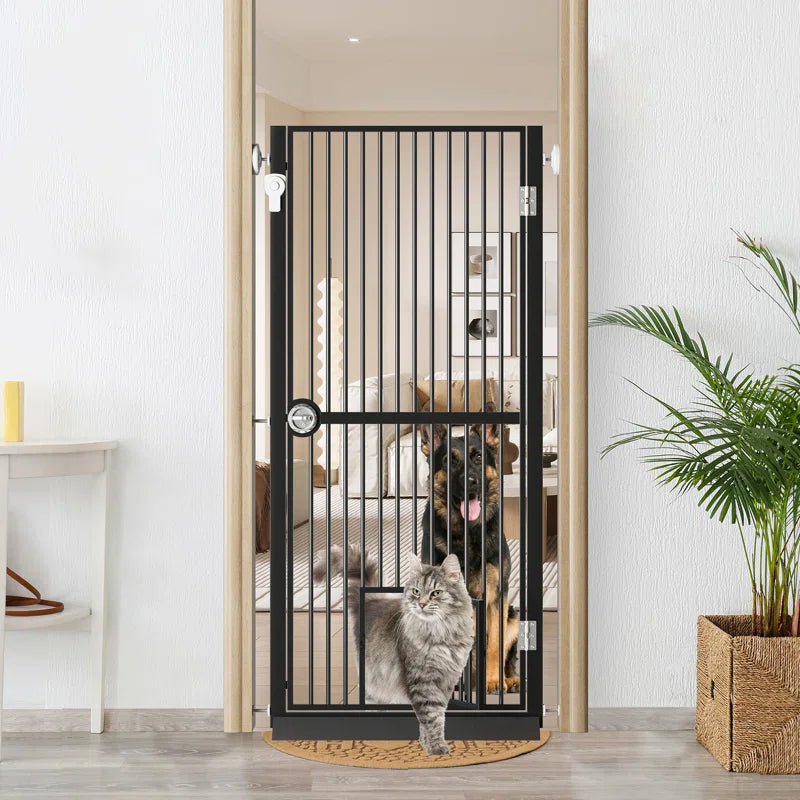 Eresmia 61“ Extra Tall Pet Gate for Doorway, Adjustable Pressure Mounted Pet Gate with Door