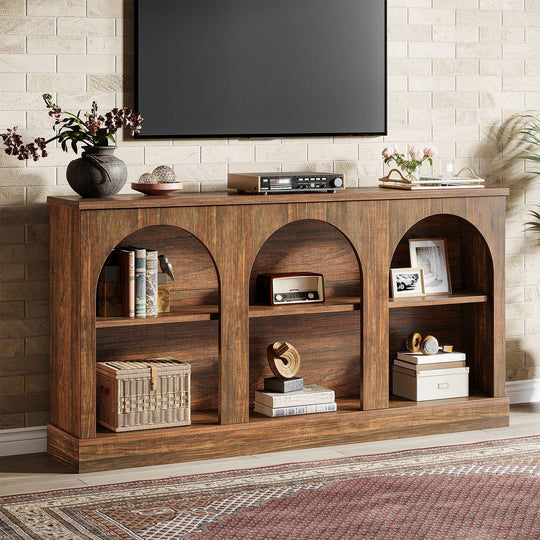 Farmhouse TV Stand for Tvs up to 65 Inches, Farmhouse Entertainment Center with Storage