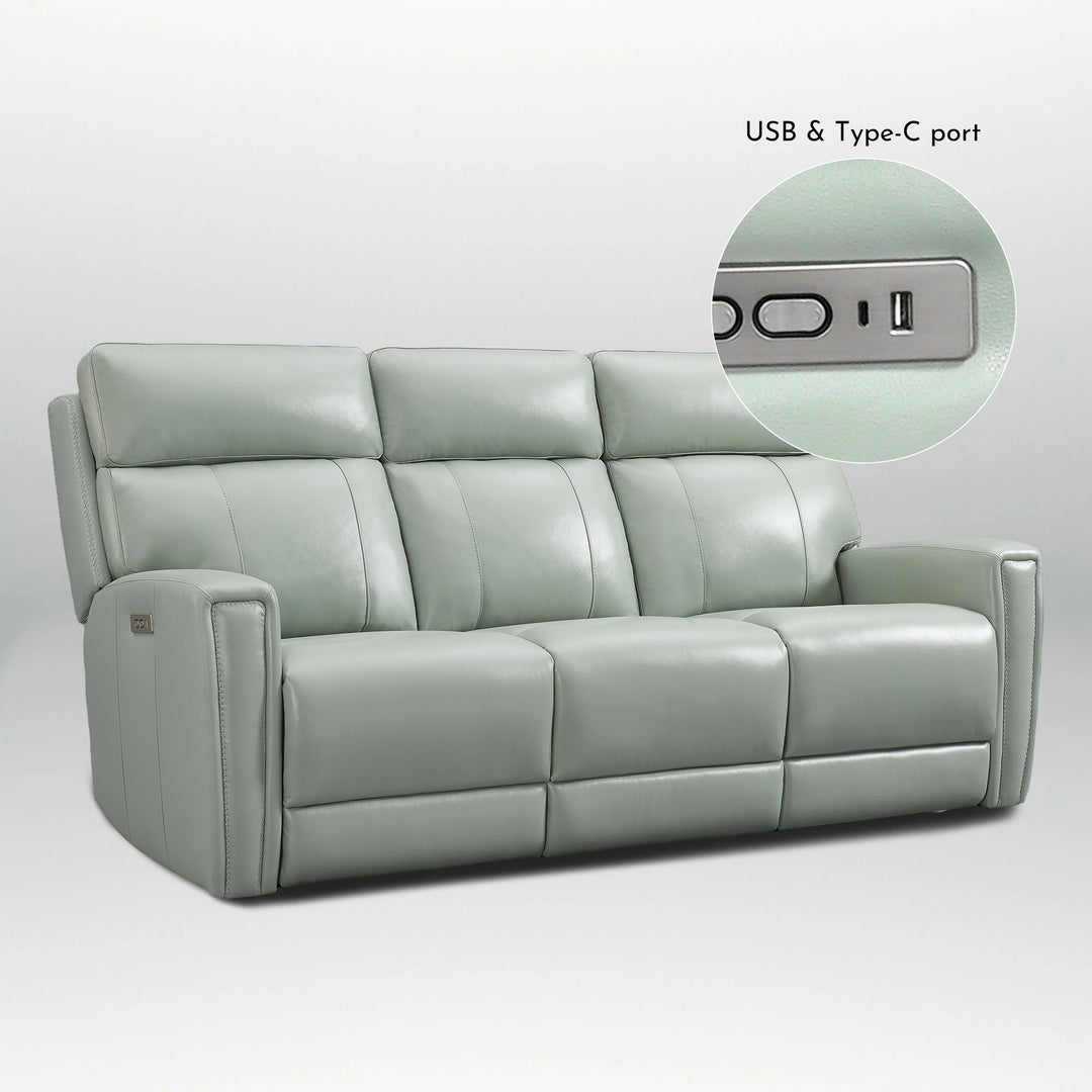 81.5'' Genuine Leather Zero Gravity Power Recliner Sofa with Power Headrest, USB&USB-C Port