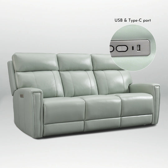 81.5'' Genuine Leather Zero Gravity Power Recliner Sofa with Power Headrest, USB&USB-C Port