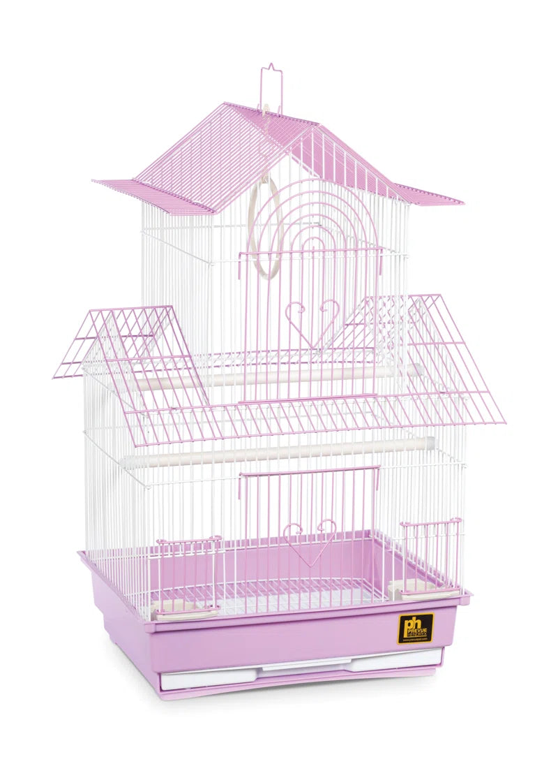Higbee 22'' Plastic Pointed Top Hanging Bird Cage with Perch