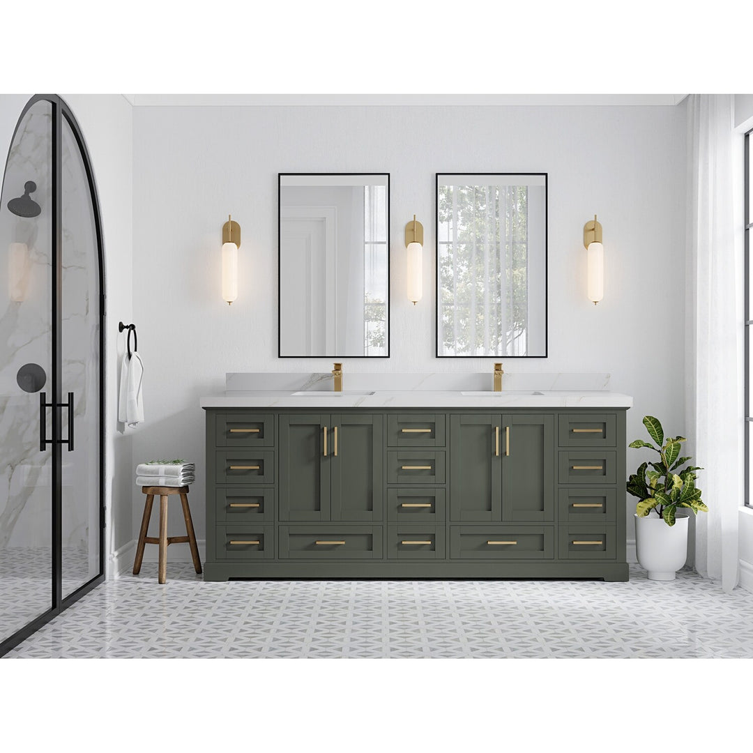 Willow Collection 84 in W X 22 in D X 36 in H Boston Double Bowl Sink Bathroom Vanity with Countertop