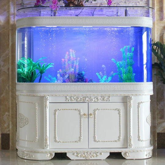 Luxurious Curved White Elegance Eco Aquarium Tank
