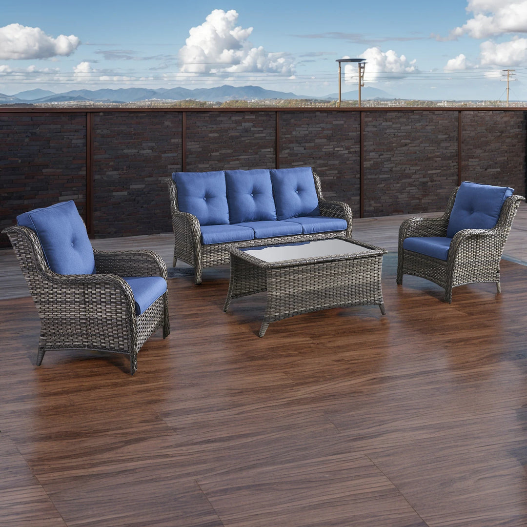 4-Piece Outdoor Sofa Patio Chair with Coffee Table