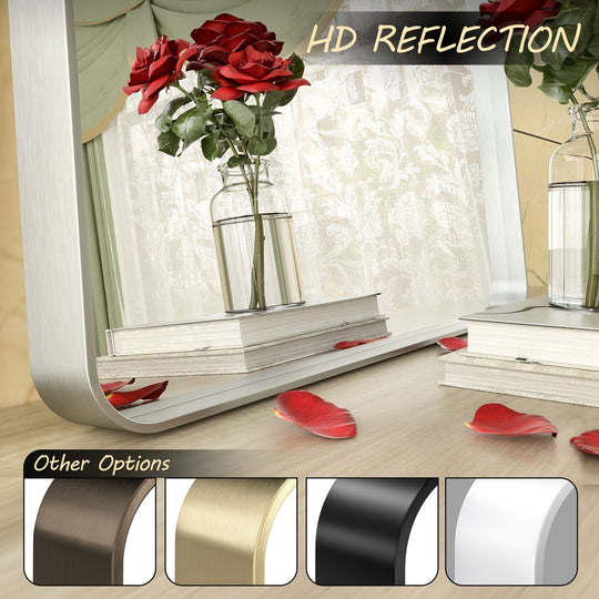 Aluminum Alloy Framed French Cleat Mounted Tempered Glass Wall Vanity Mirror