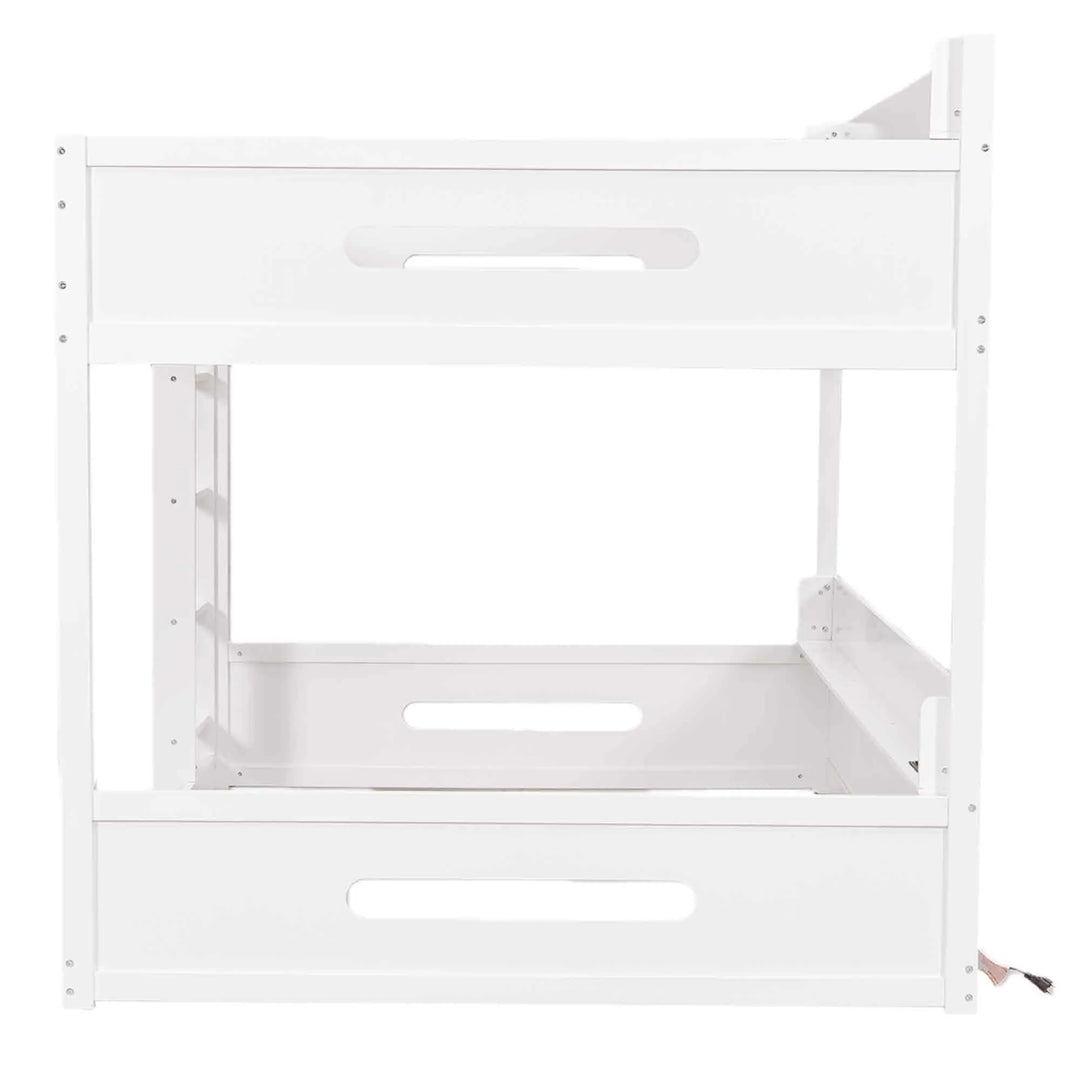 Queen over Queen Bunk Bed with Storage Shelves & USB Ports by
