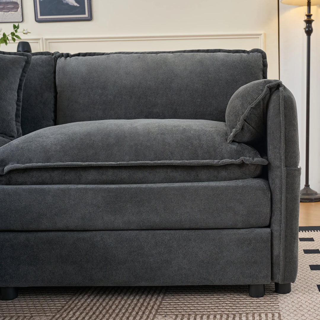 - 6-Piece Modular U-Shaped 143.31" Sectional Sofa with 2 Movable Ottomans