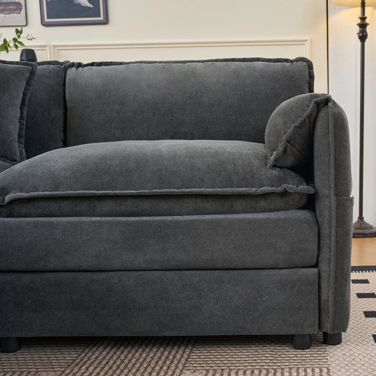 - 6-Piece Modular U-Shaped 143.31" Sectional Sofa with 2 Movable Ottomans