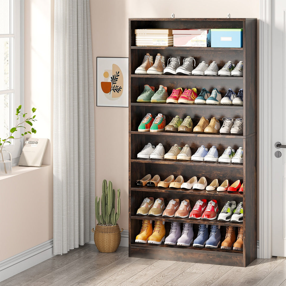 9 Tiers Shoe Cabinet, 40-45 Pairs Heavy Duty Wood Freestanding Shoe Storage Cabinet
