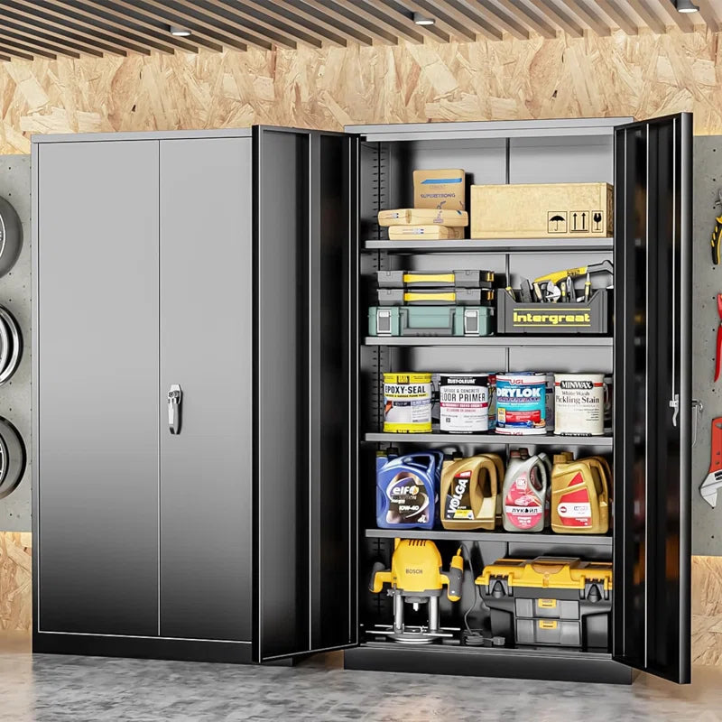 Metal Garage Storage Cabinets ( 72'' H X 36'' W X 18'' D ) with 4 Adjustable Shelves and Lockable Doors