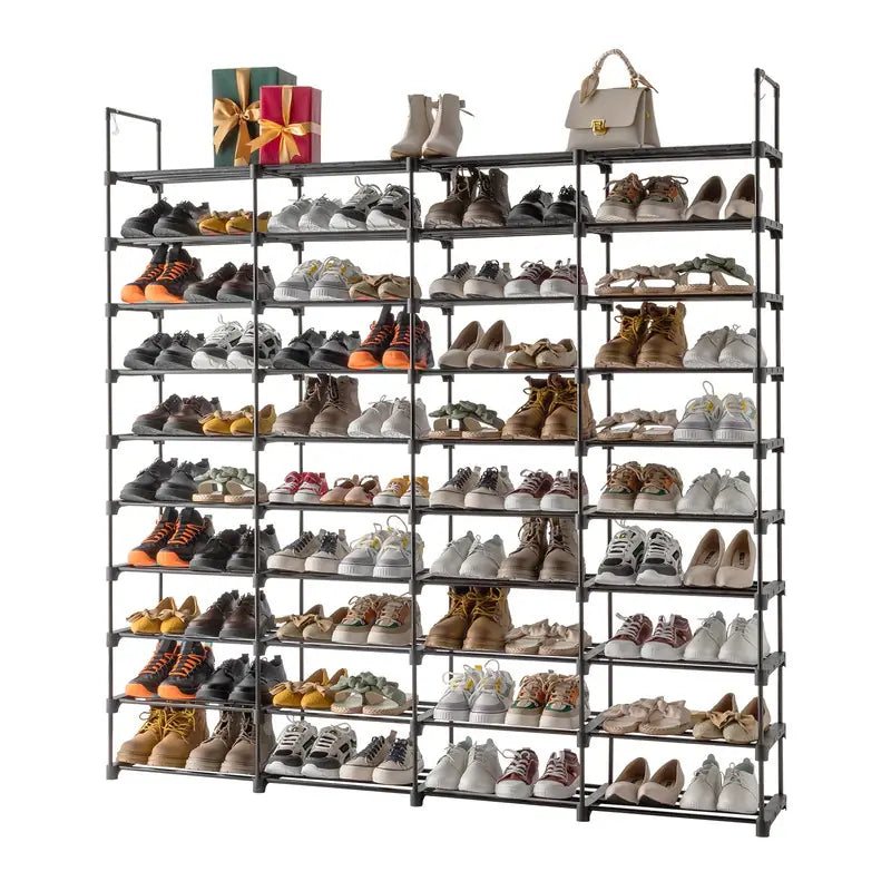 10-Tier Shoe Rack-Tiered Storage for Sneakers, Heels, Flats, Accessories, and More-Space Saving Organization