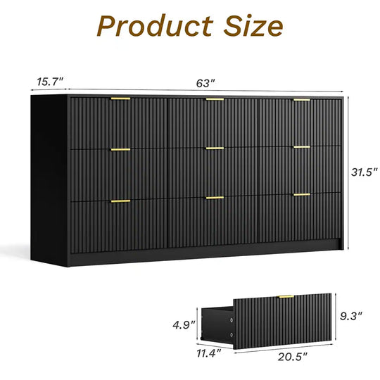 9-Drawer Dresser 63" W