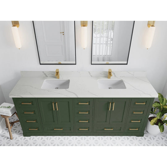 Willow Collection 84 in W X 22 in D X 36 in H Boston Double Bowl Sink Bathroom Vanity with Countertop