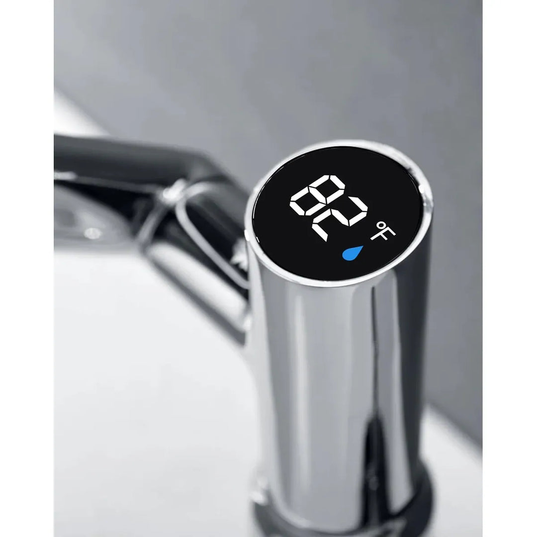 Rotatable Bathroom Faucet with Temperature Display in Fahrenheit (Batteries-Free), BF2204